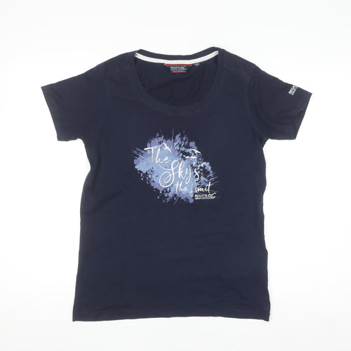 Regatta Women's Blue Cotton Graphic T-Shirt Size 10 Crew Neck Outdoor