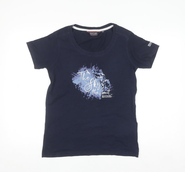 Regatta Women's Blue Cotton Graphic T-Shirt Size 10 Crew Neck Outdoor