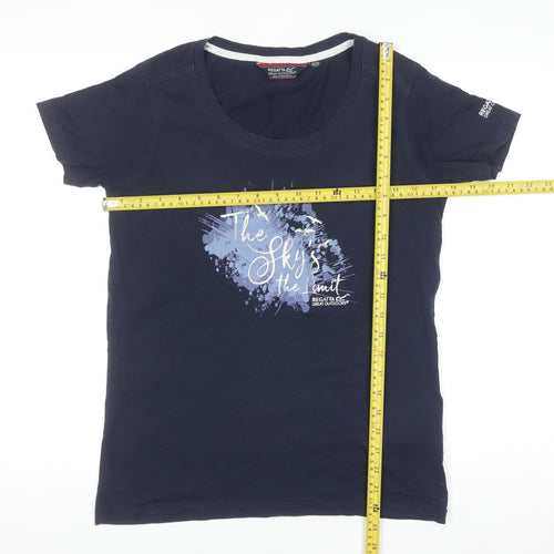 Regatta Women's Blue Cotton Graphic T-Shirt Size 10 Crew Neck Outdoor