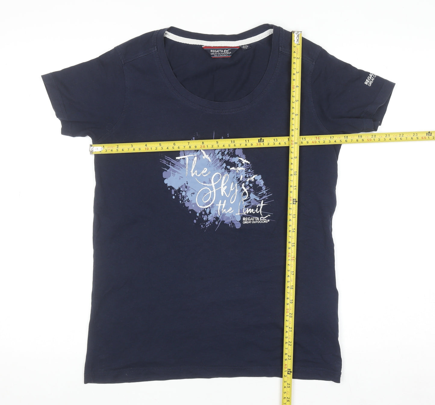 Regatta Women's Blue Cotton Graphic T-Shirt Size 10 Crew Neck Outdoor