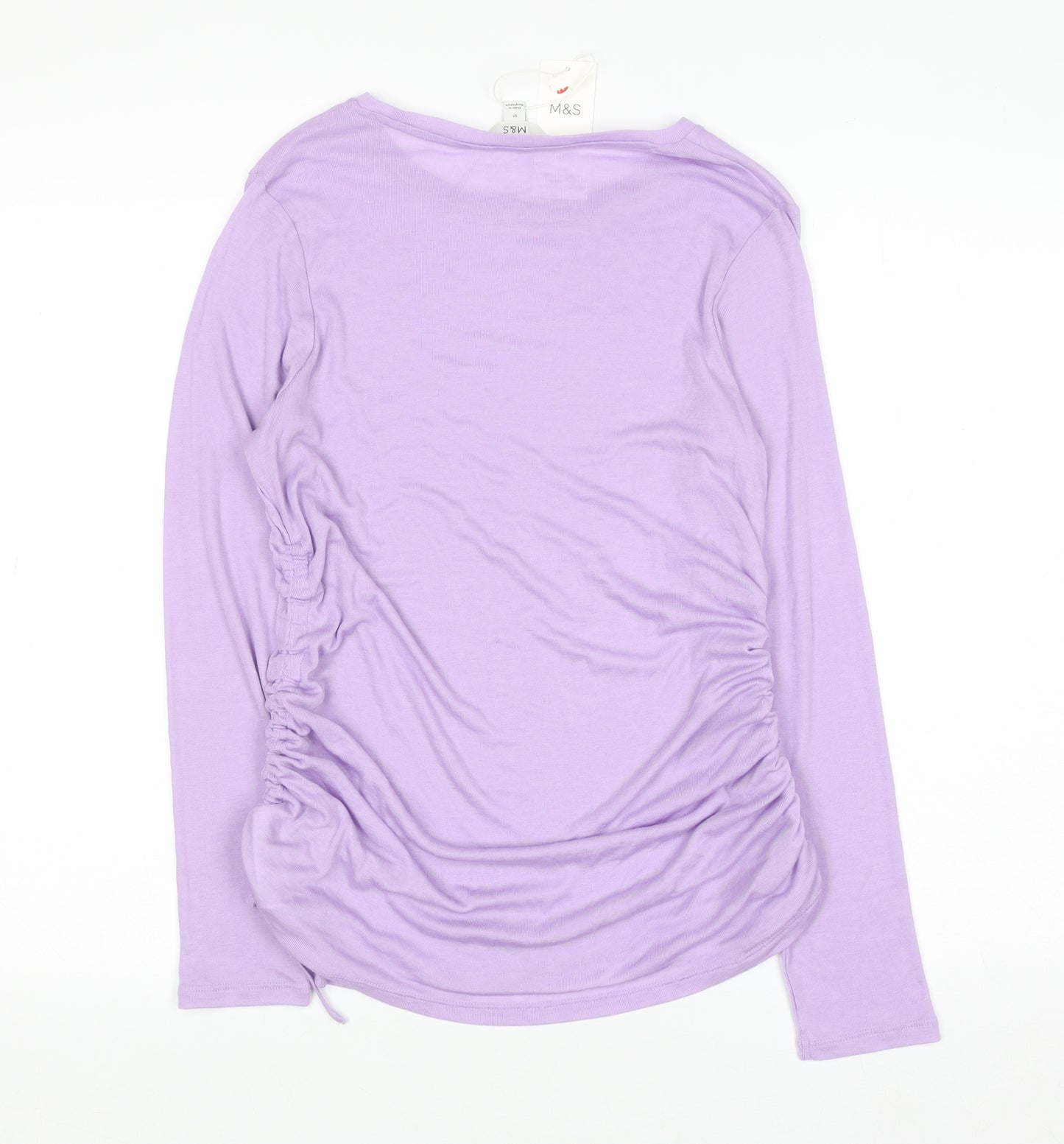 Marks and Spencer Women’s Purple Long Sleeve Ruched Jersey T-Shirt Size 14