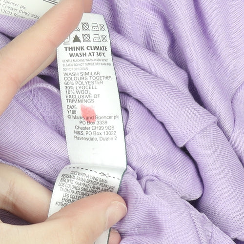 Marks and Spencer Women’s Purple Long Sleeve Ruched Jersey T-Shirt Size 14