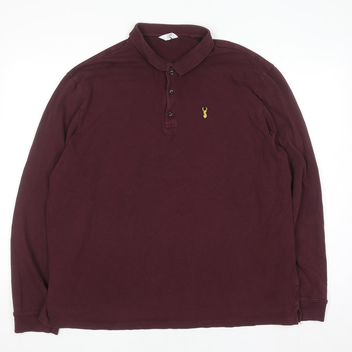 Next Men's Brown Long Sleeve 3XL Regular Fit Polo Shirt