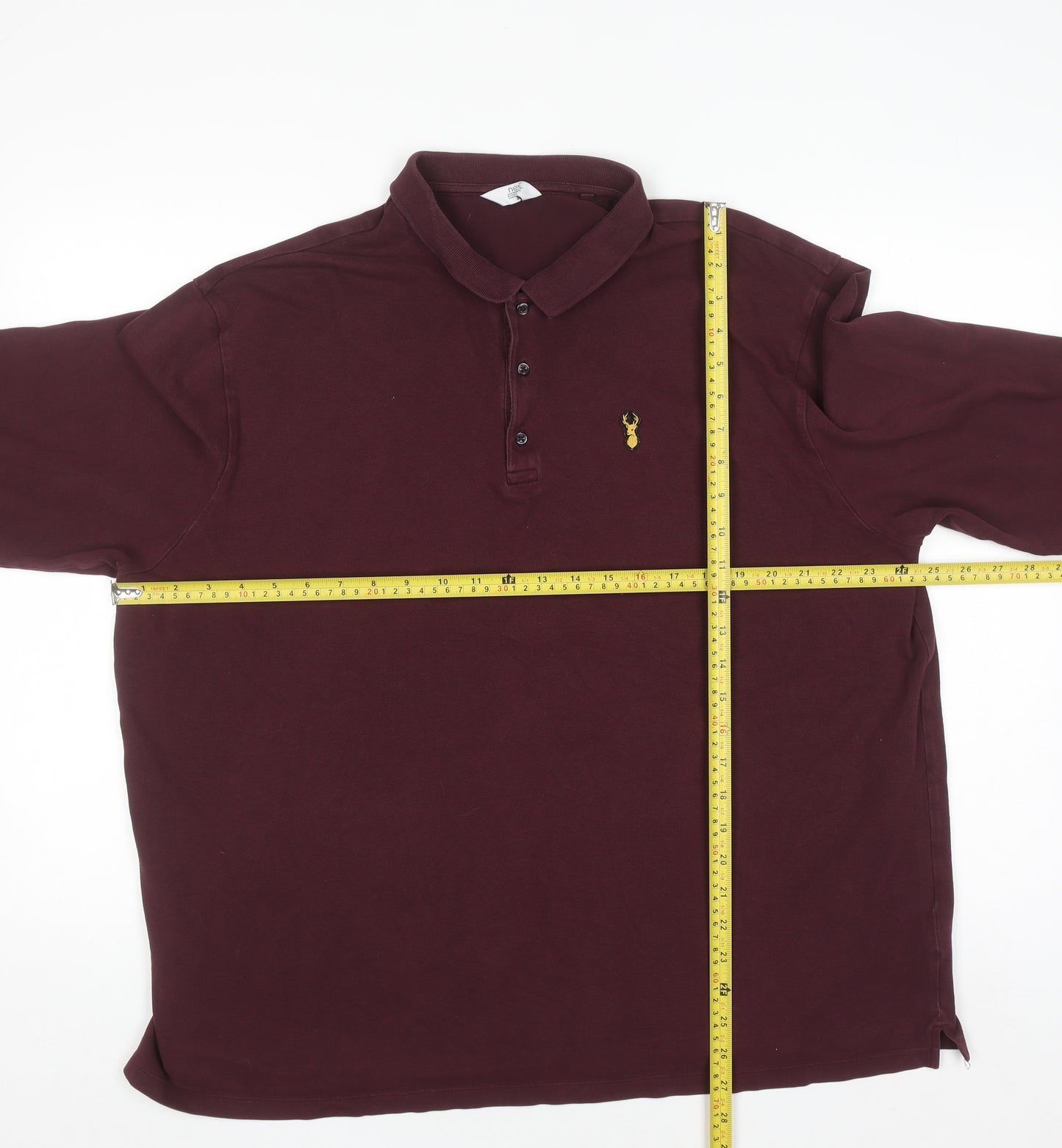 Next Men's Brown Long Sleeve 3XL Regular Fit Polo Shirt