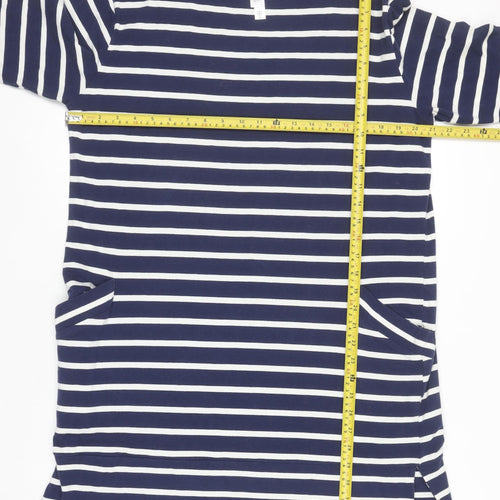 Marla Wynne Women Blue Striped T-Shirt Dress L 3/4 Sleeve Casual