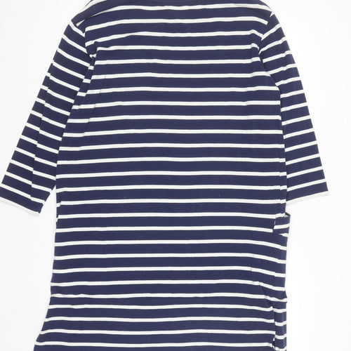 Marla Wynne Women Blue Striped T-Shirt Dress L 3/4 Sleeve Casual