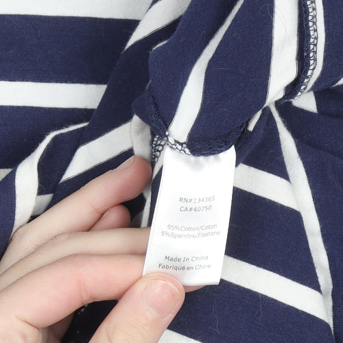 Marla Wynne Women Blue Striped T-Shirt Dress L 3/4 Sleeve Casual
