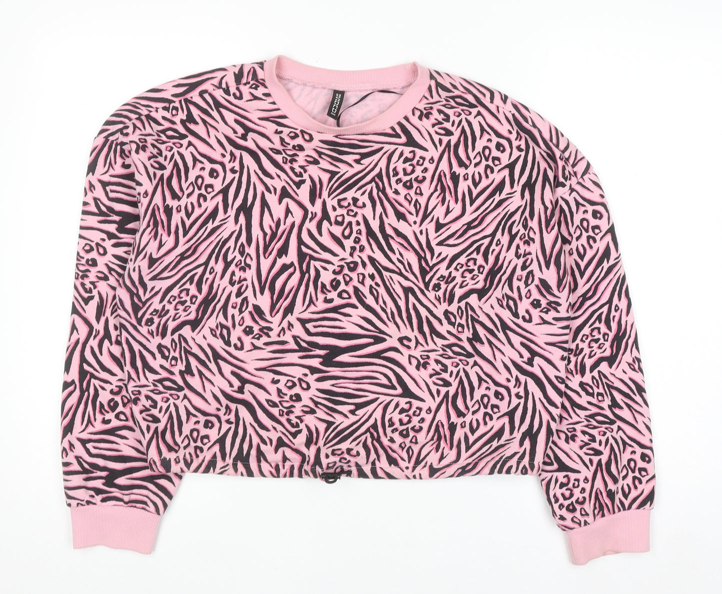 H&M Divided Womens Pink Animal Print Pullover Sweatshirt Size S