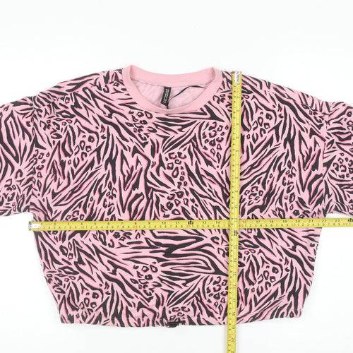 H&M Divided Womens Pink Animal Print Pullover Sweatshirt Size S