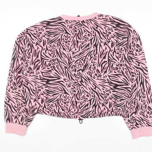 H&M Divided Womens Pink Animal Print Pullover Sweatshirt Size S