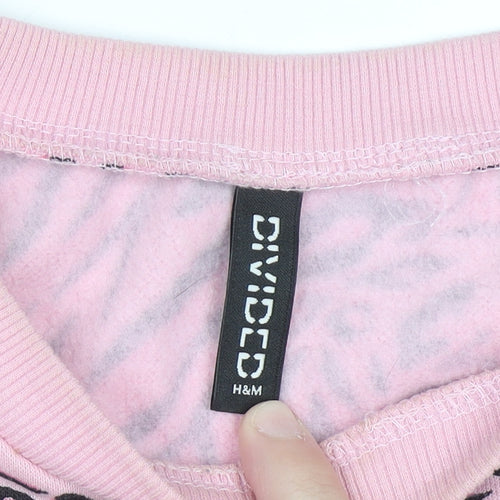 H&M Divided Womens Pink Animal Print Pullover Sweatshirt Size S
