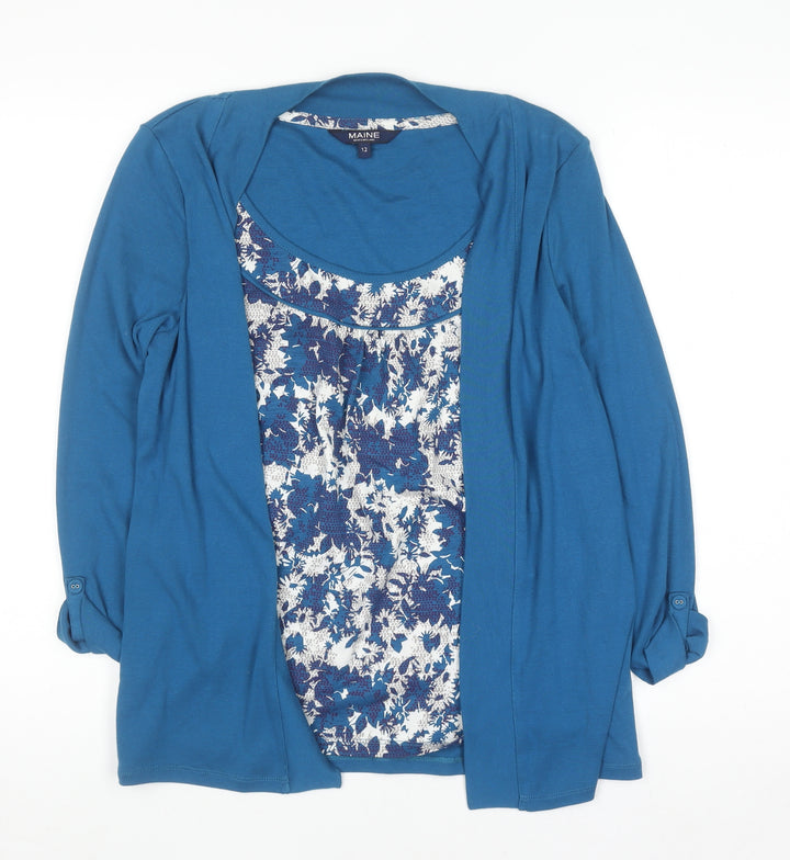 Maine New England Women's Blue Floral Tunic Top Size 12