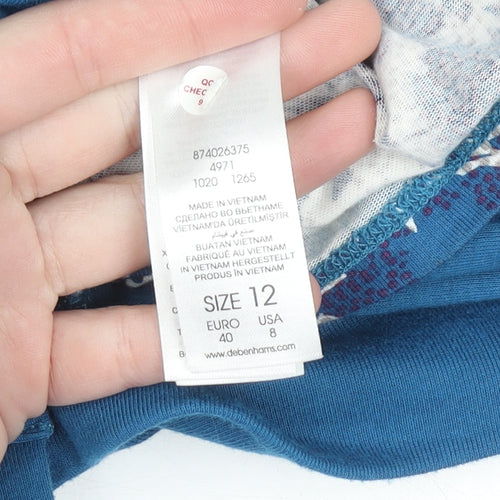 Maine New England Women's Blue Floral Tunic Top Size 12