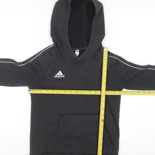 Adidas Boys Black Pullover Hoodie 9-10 Years Cotton Blend Sportswear