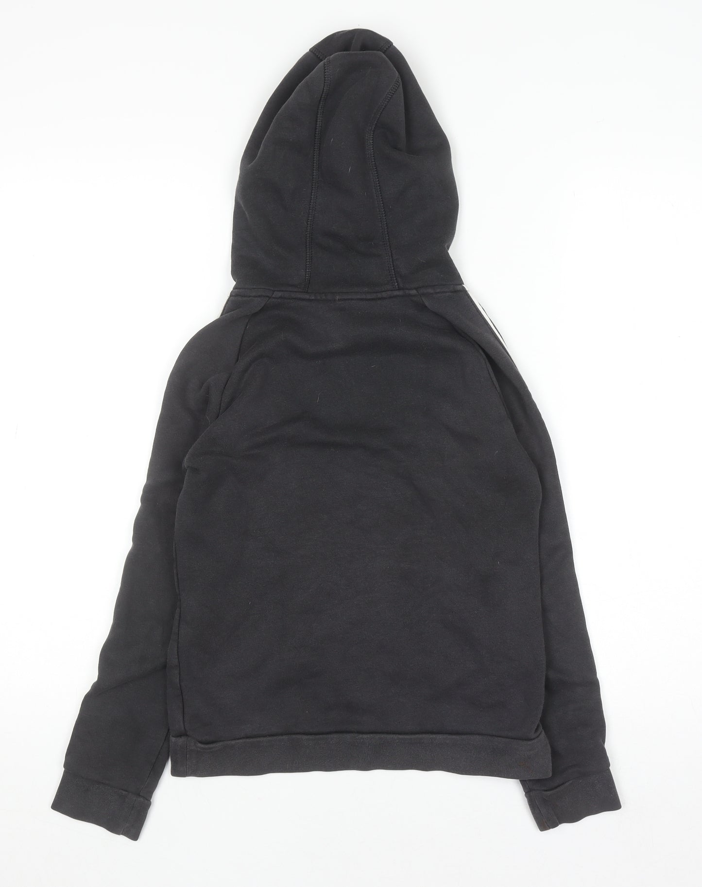 Adidas Boys Black Pullover Hoodie 9-10 Years Cotton Blend Sportswear