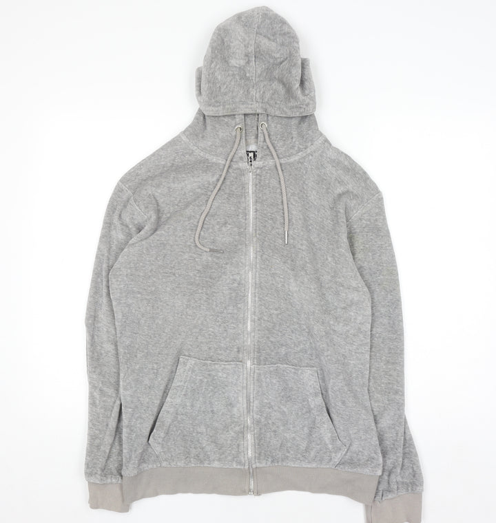 King Kouture Men's Grey Full Zip Hoodie Size M Cotton
