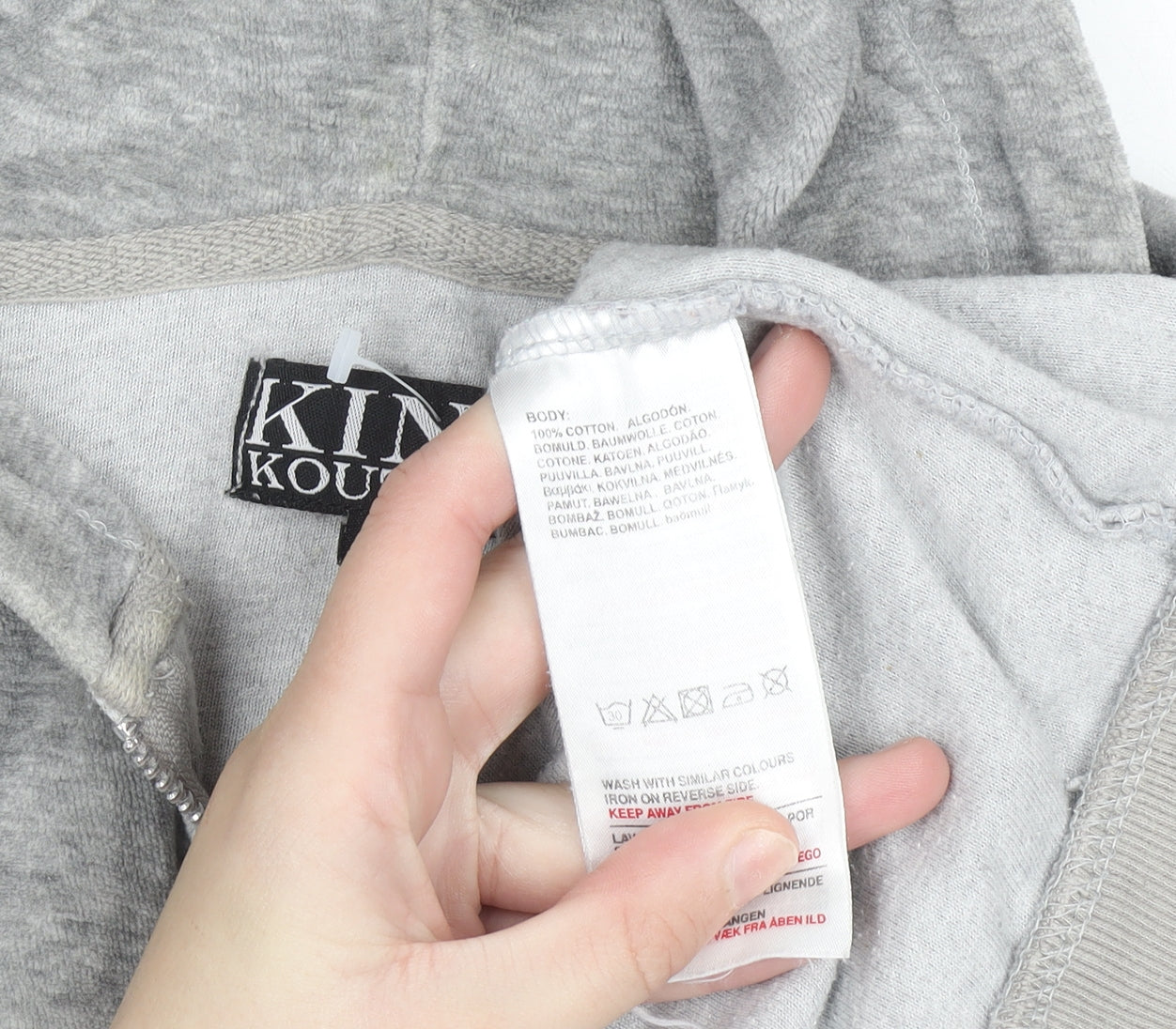 King Kouture Men's Grey Full Zip Hoodie Size M Cotton