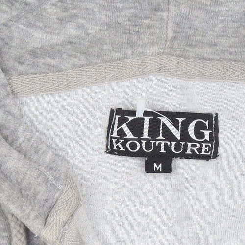 King Kouture Men's Grey Full Zip Hoodie Size M Cotton