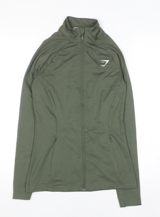 Gymshark Womens Green XS Slim Fit Full Zip Track Jacket