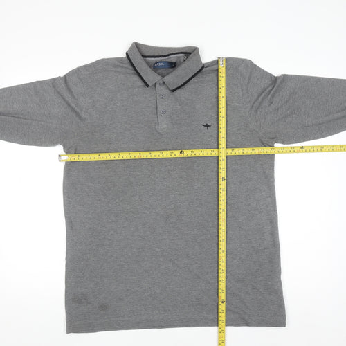 Easy Men’s Grey Long Sleeve Polo Shirt Size L Cotton Blend