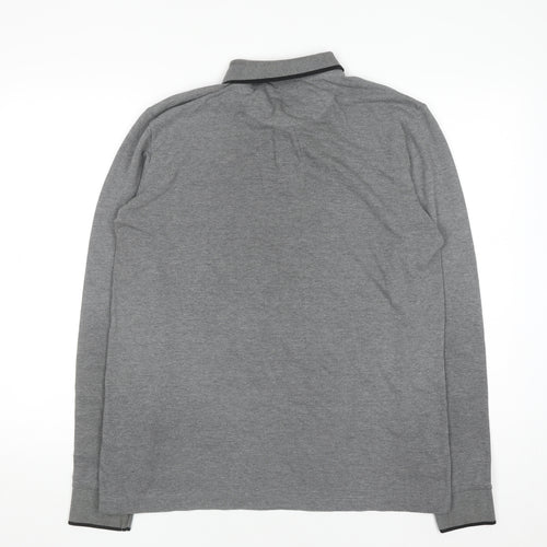 Easy Men’s Grey Long Sleeve Polo Shirt Size L Cotton Blend