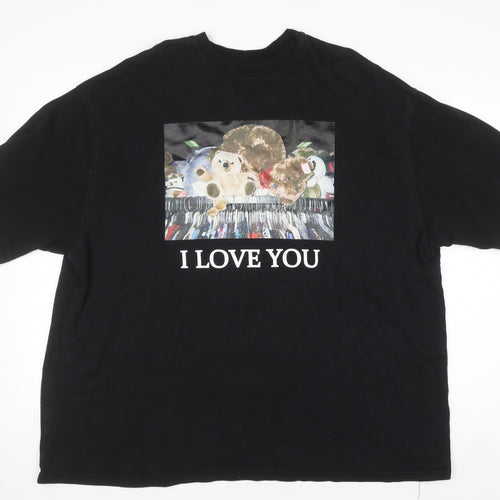 Little Sunny Bite Women's Black Love Graphic T-Shirt M Relaxed Fit