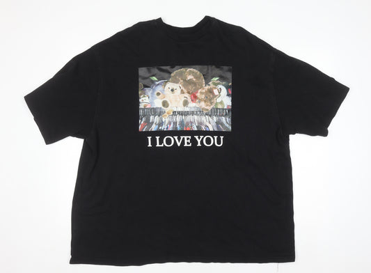 Little Sunny Bite Women's Black Love Graphic T-Shirt M Relaxed Fit