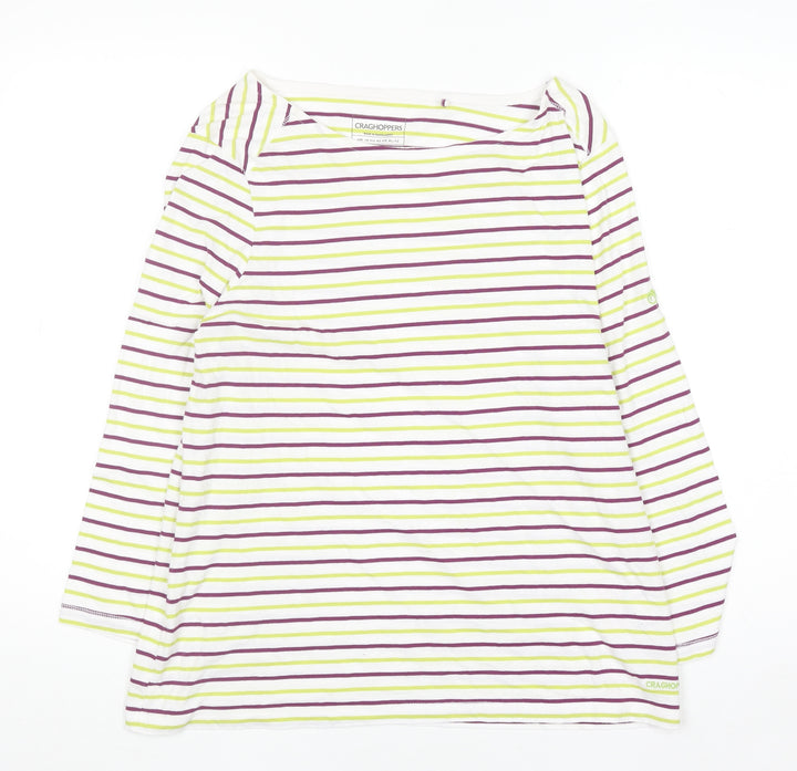 Craghoppers Women's Multicoloured Stripe Long Sleeve Cotton Top Size 16