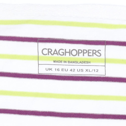 Craghoppers Women's Multicoloured Stripe Long Sleeve Cotton Top Size 16