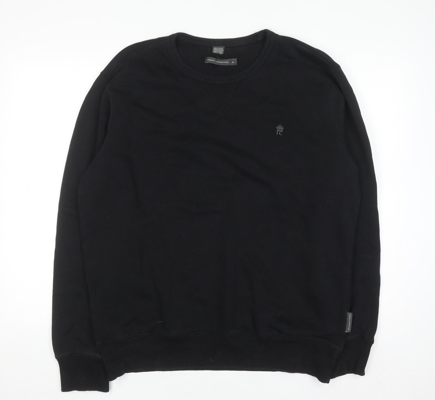 French Connection Men's Black XL Crew Neck Pullover Sweatshirt