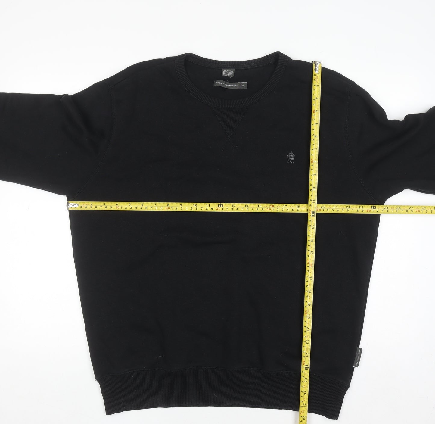 French Connection Men's Black XL Crew Neck Pullover Sweatshirt