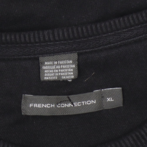 French Connection Men's Black XL Crew Neck Pullover Sweatshirt