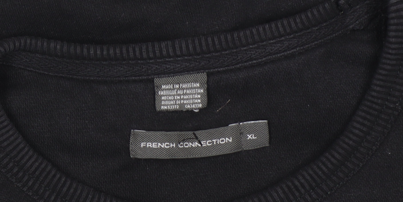 French Connection Men's Black XL Crew Neck Pullover Sweatshirt