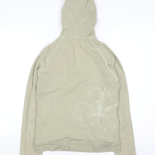 Roxy Women's Beige Embroidered Pullover Hoodie Size L Cotton Blend