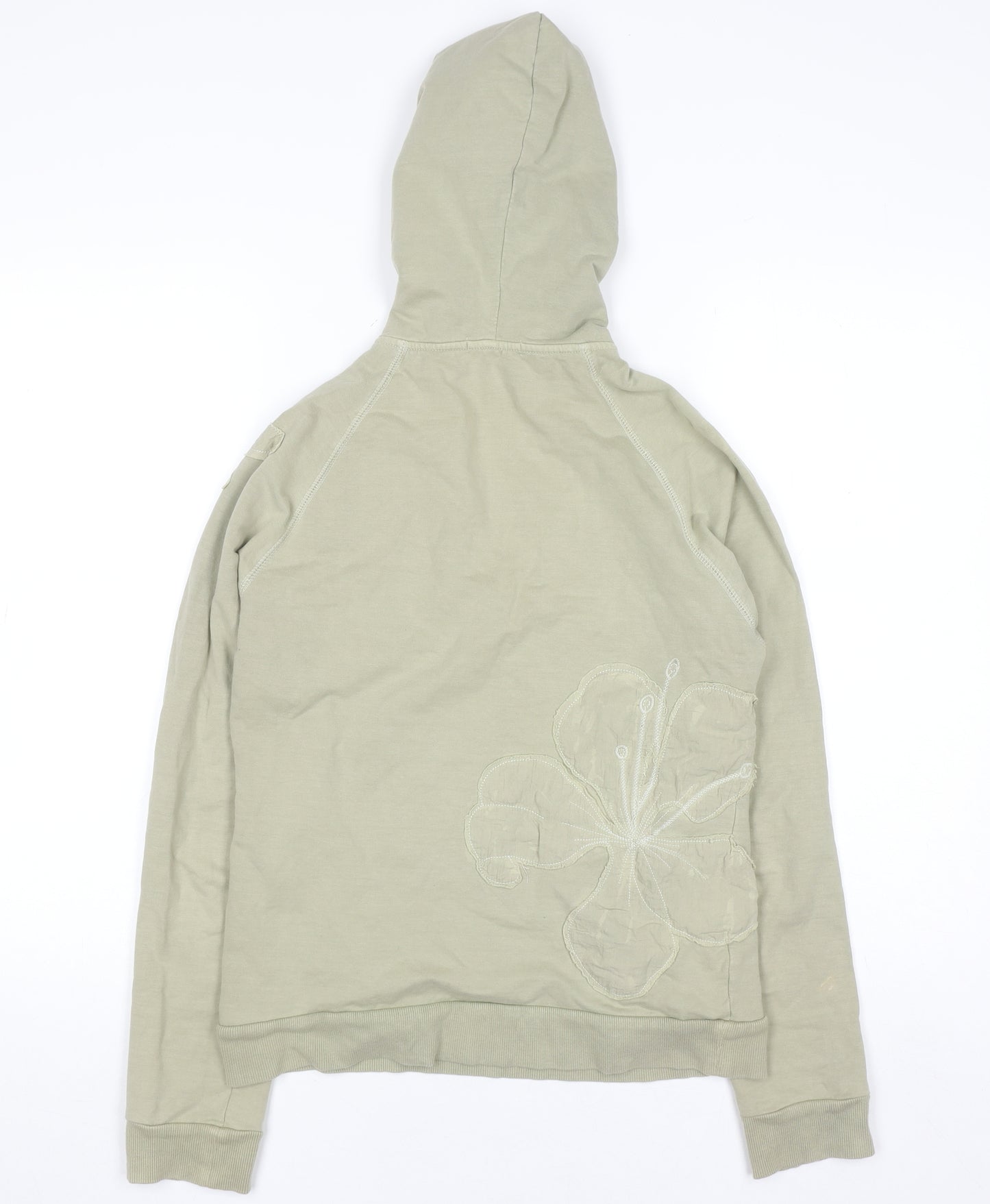 Roxy Women's Beige Embroidered Pullover Hoodie Size L Cotton Blend