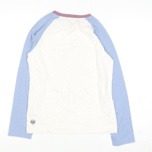 FatFace Girls Cream & Blue Long Sleeve Adventure Awaits Graphic T-Shirt 12-13 Years