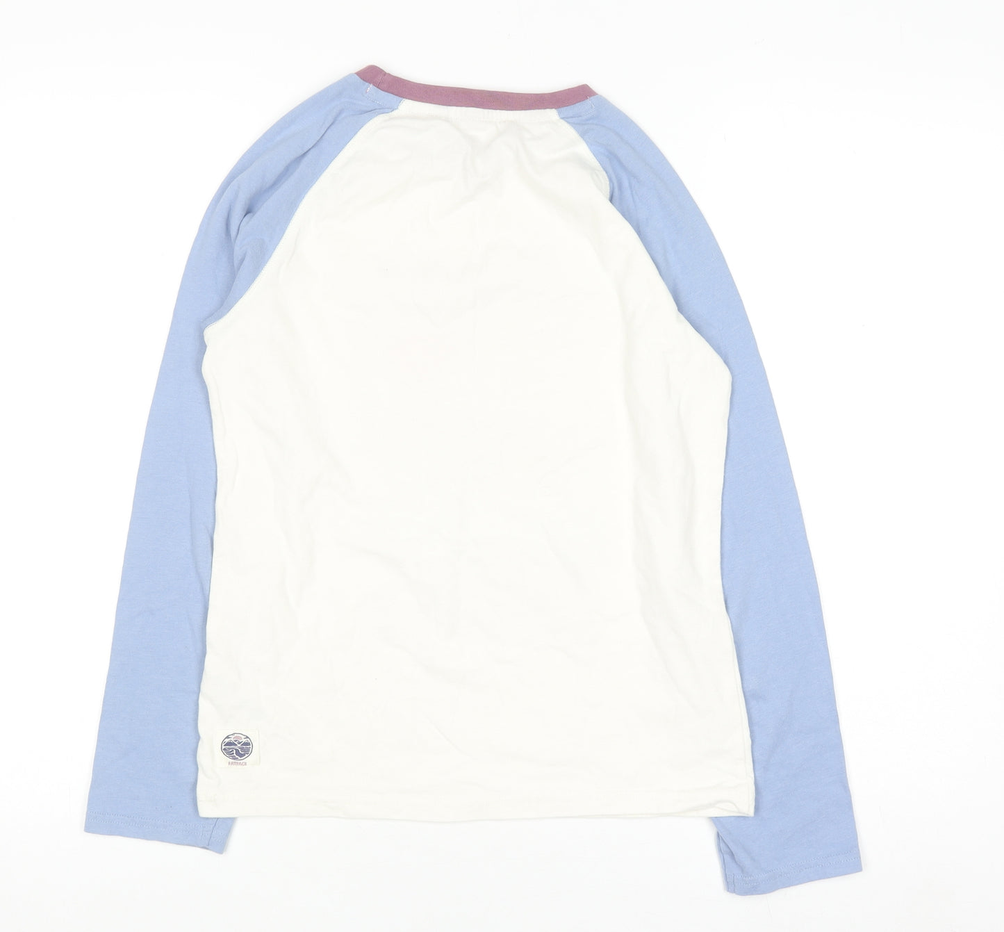 FatFace Girls Cream & Blue Long Sleeve Adventure Awaits Graphic T-Shirt 12-13 Years