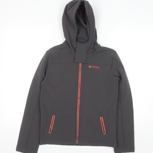Mountain Warehouse Boys Grey Soft Shell Hooded Jacket 11-12 Years Windproof
