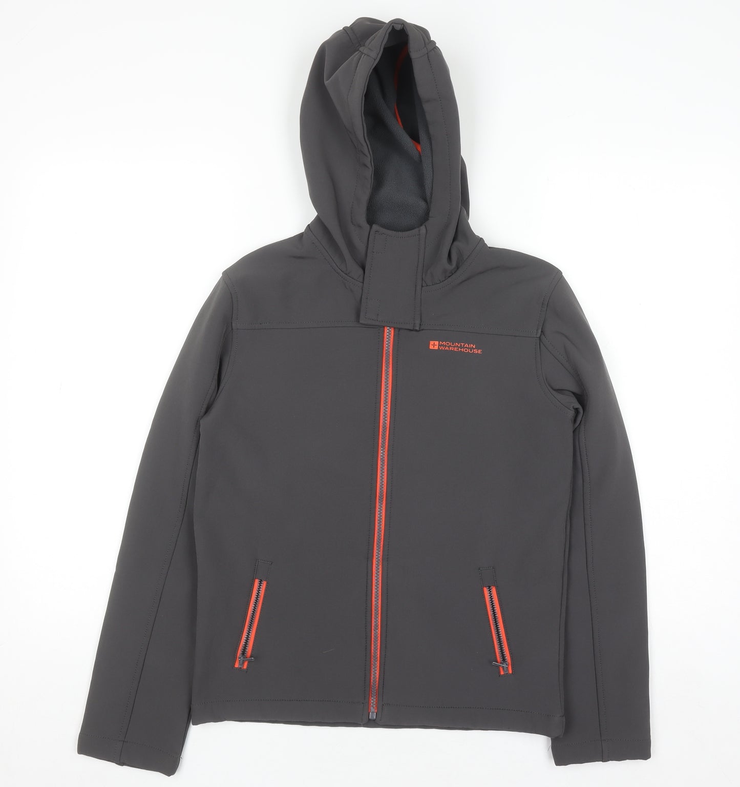 Mountain Warehouse Boys Grey Soft Shell Hooded Jacket 11-12 Years Windproof