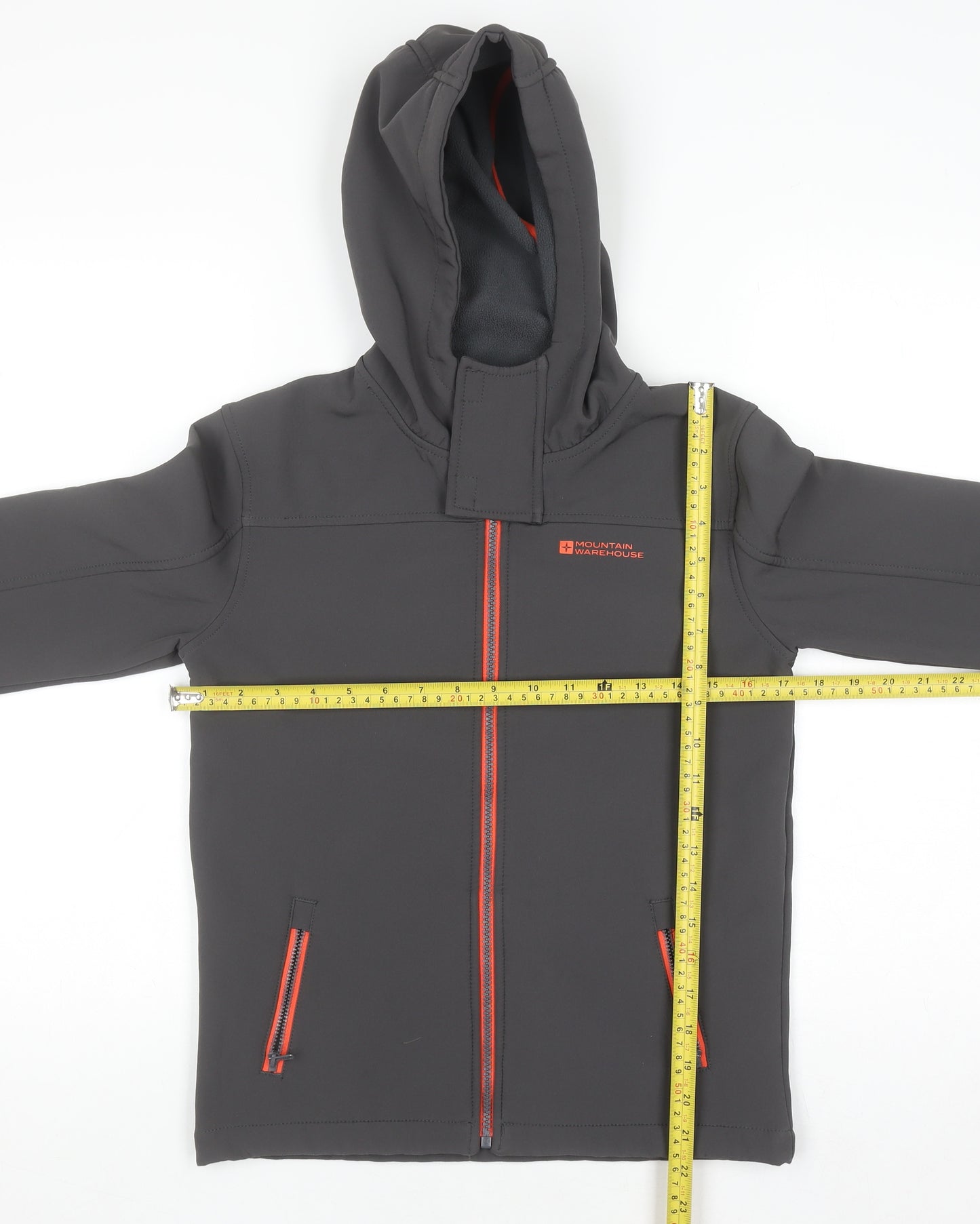 Mountain Warehouse Boys Grey Soft Shell Hooded Jacket 11-12 Years Windproof