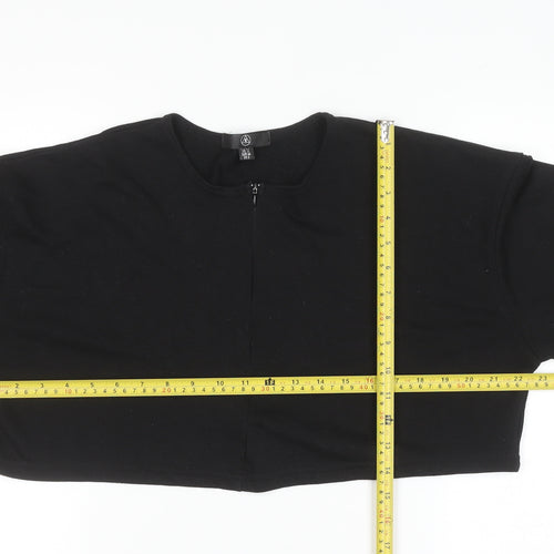 Missguided Women’s Black Cropped Long Sleeve Zip Jersey Top Size 10