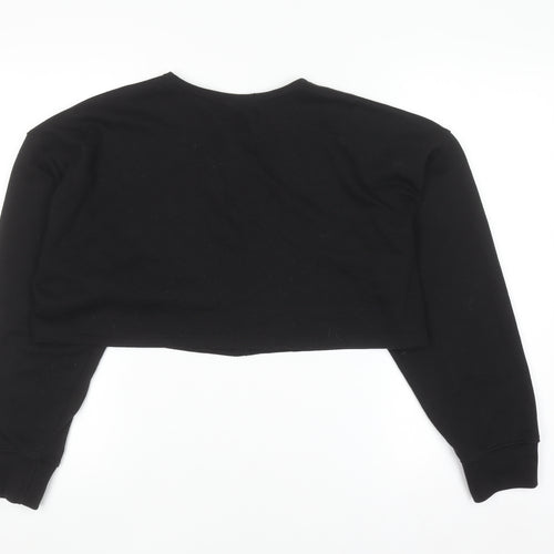 Missguided Women’s Black Cropped Long Sleeve Zip Jersey Top Size 10