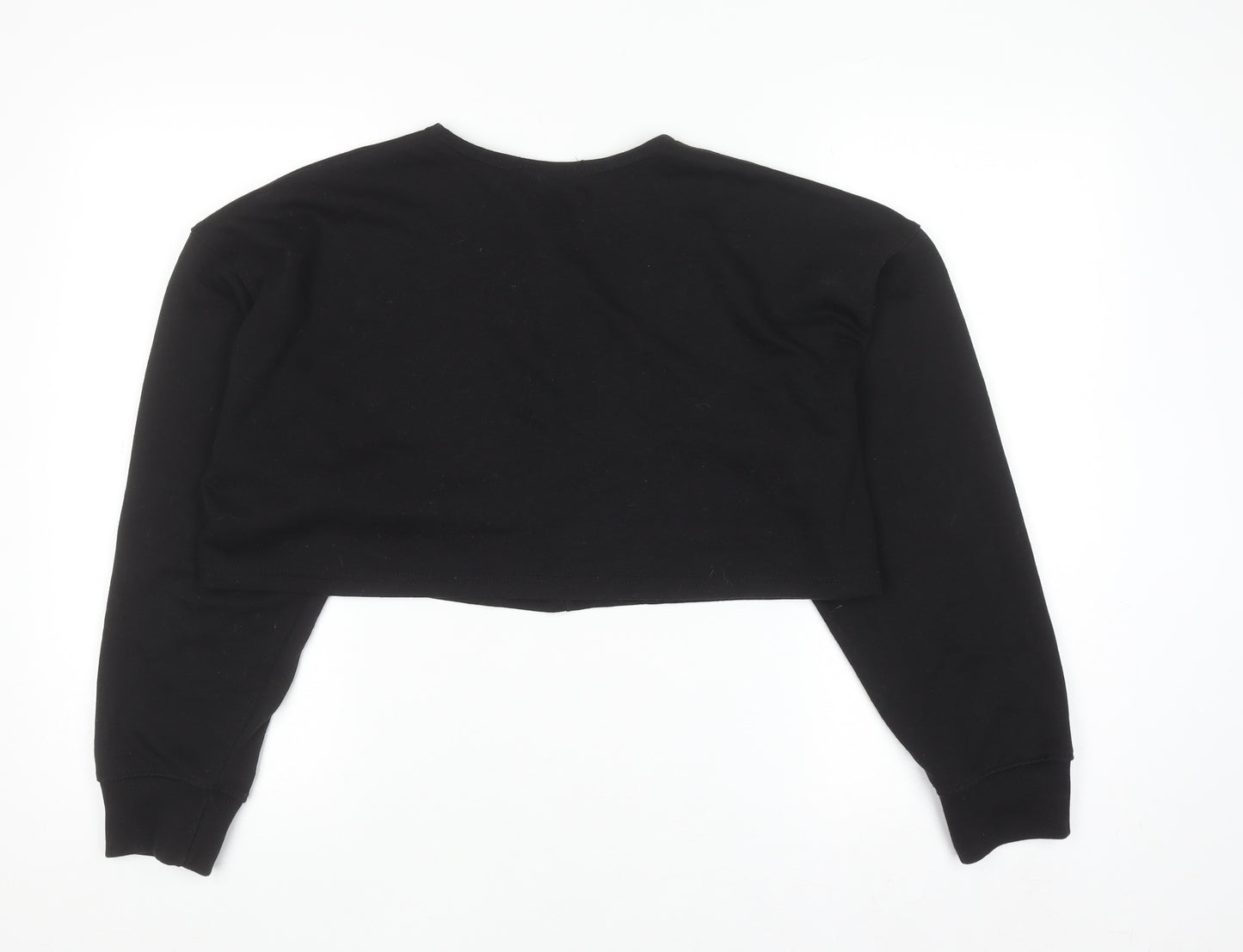 Missguided Women’s Black Cropped Long Sleeve Zip Jersey Top Size 10