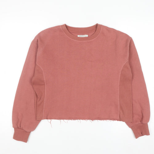 Stradivarius Womens Pink Cropped Pullover Sweatshirt M