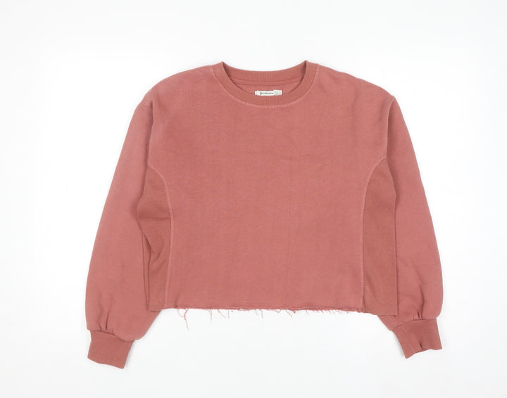 Stradivarius Womens Pink Cropped Pullover Sweatshirt M