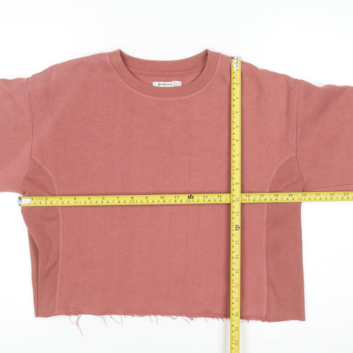 Stradivarius Womens Pink Cropped Pullover Sweatshirt M