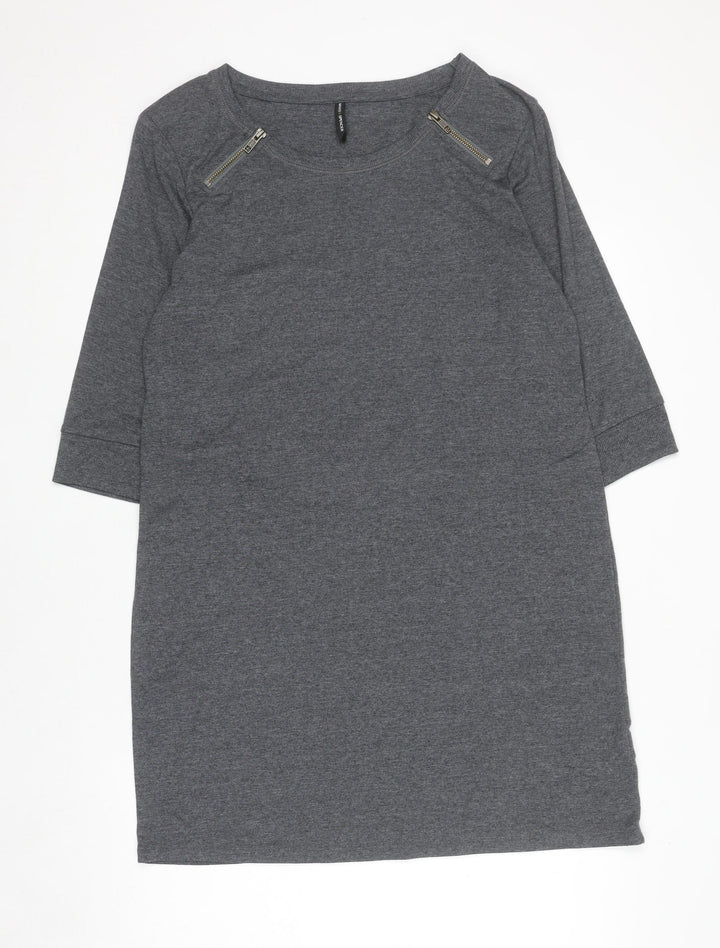 Marks and Spencer Women Grey Size 18 Shift Jersey Zip Detail Dress
