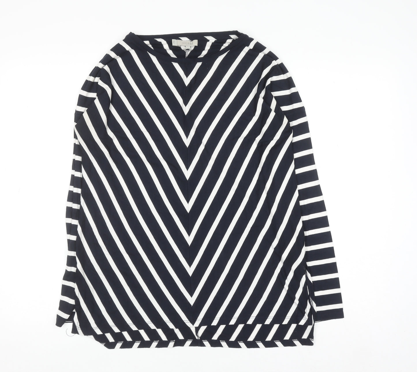 Hobbs Women’s Black White Stripe Long Sleeve Jersey T-Shirt Size S