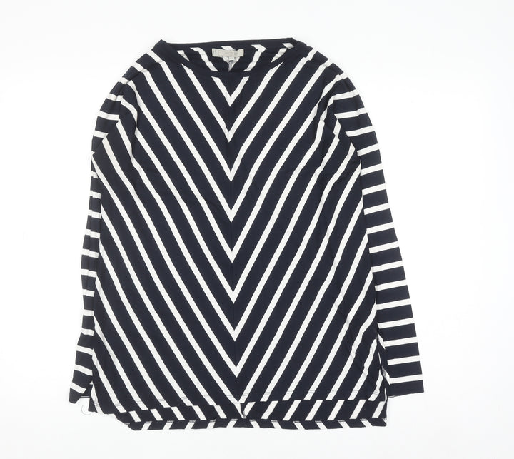 Hobbs Women’s Black White Stripe Long Sleeve Jersey T-Shirt Size S
