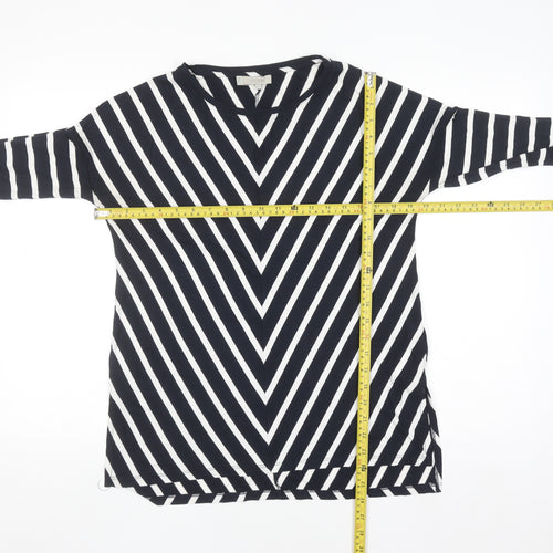 Hobbs Women’s Black White Stripe Long Sleeve Jersey T-Shirt Size S